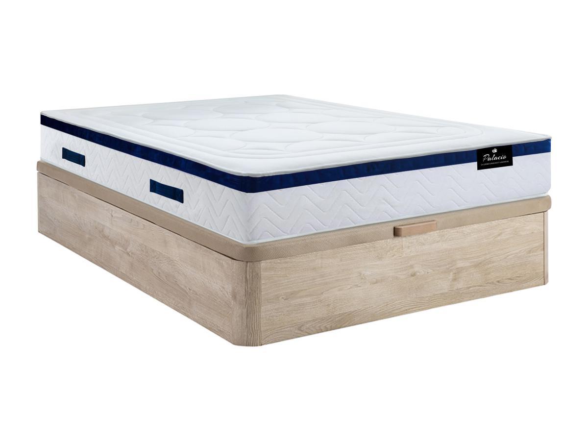 Vente-unique Ensemble 140 x 190 cm sommier coffre naturel clair + matelas ressorts ensachés  ép.30cm- MARQUIS de PALACIO  