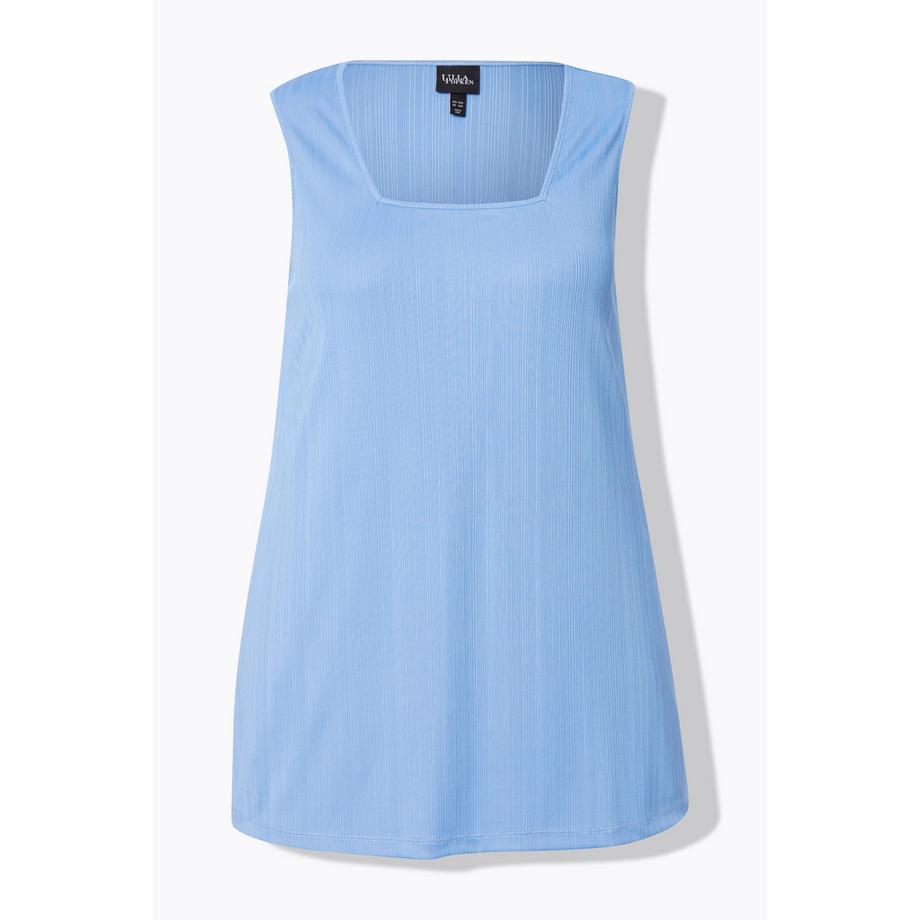 Ulla Popken Débardeur Côtelé A-Ligne Sans Manches Décolleté Carré  