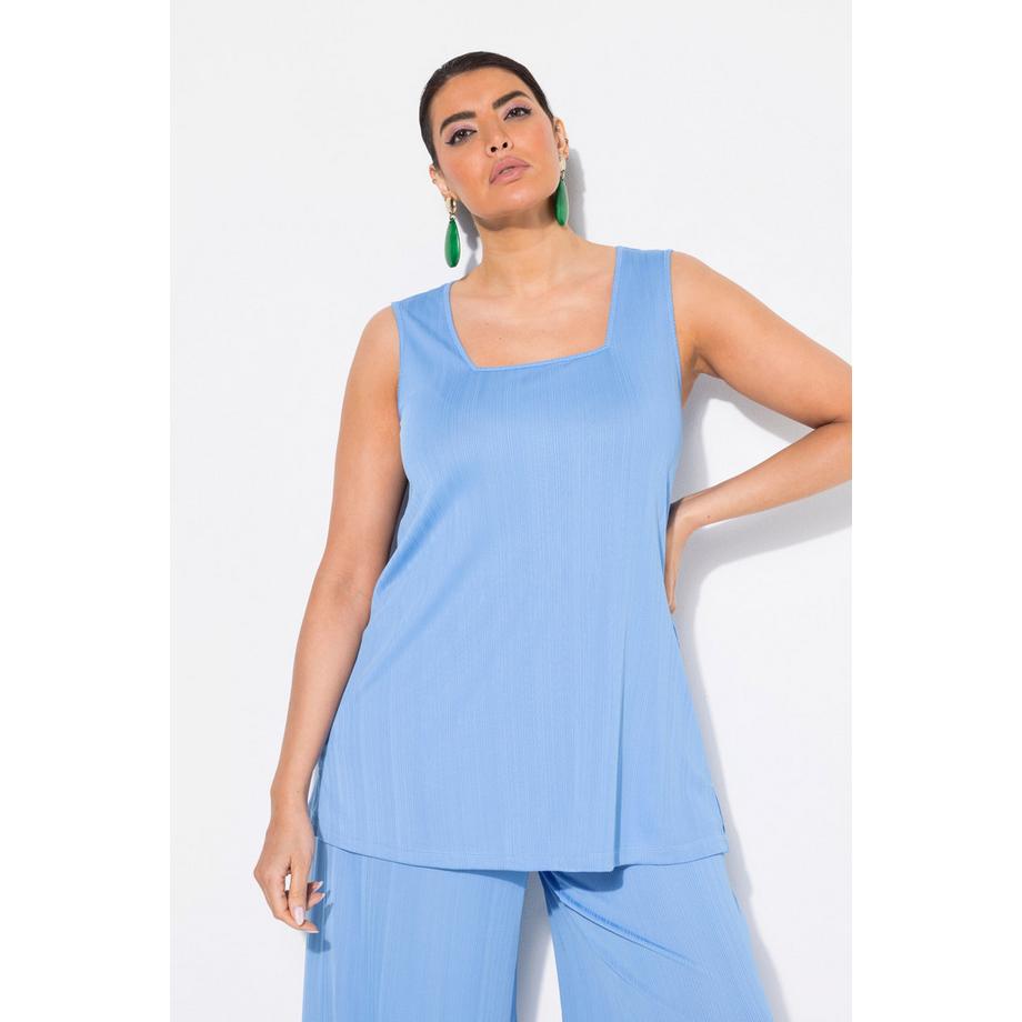 Ulla Popken Débardeur Côtelé A-Ligne Sans Manches Décolleté Carré  