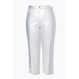 Ulla Popken  Mom jeans con rivestimento color argento, cintura comoda e cinque tasche 