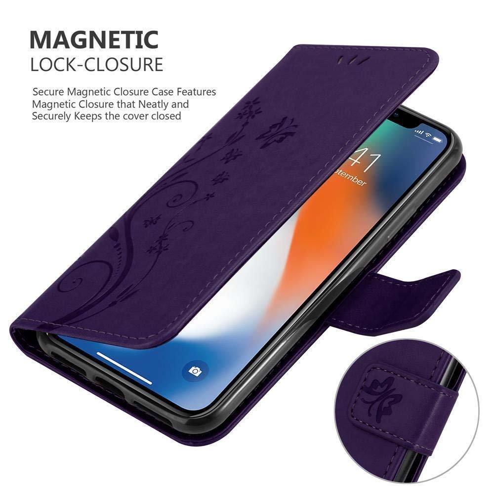 Cadorabo  Housse compatible avec Apple iPhone XR - Coque de protection au design floral avec fermeture magnétique, fonction de support et emplacements pour cartes 