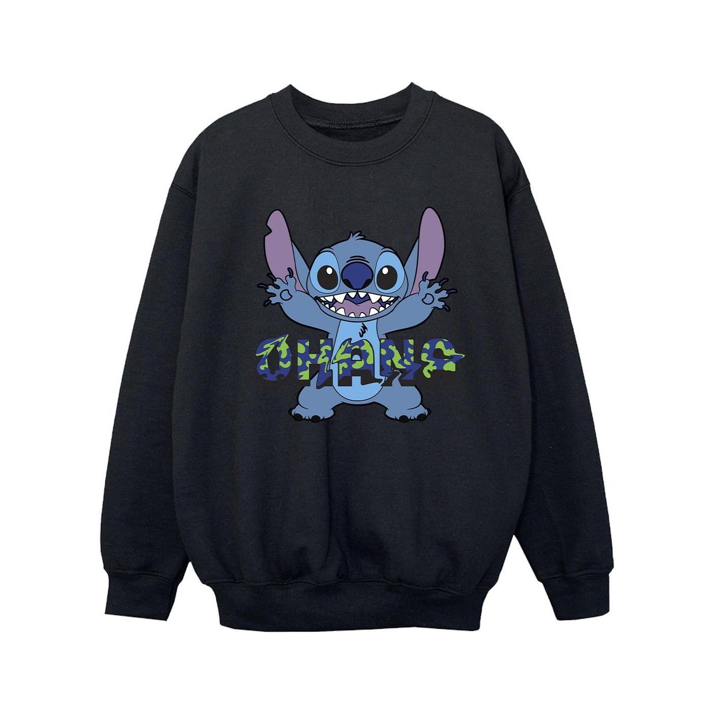 Disney  Lilo And Stitch Ohana Blue Glitch Sweatshirt 