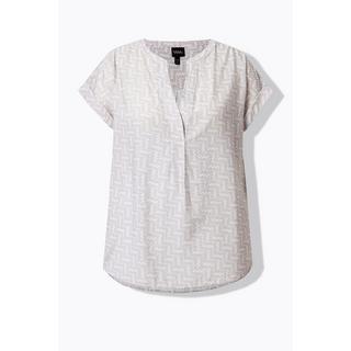 Ulla Popken Tunikabluse Grafischer Druck Tunika-Ausschnitt Halbarm  