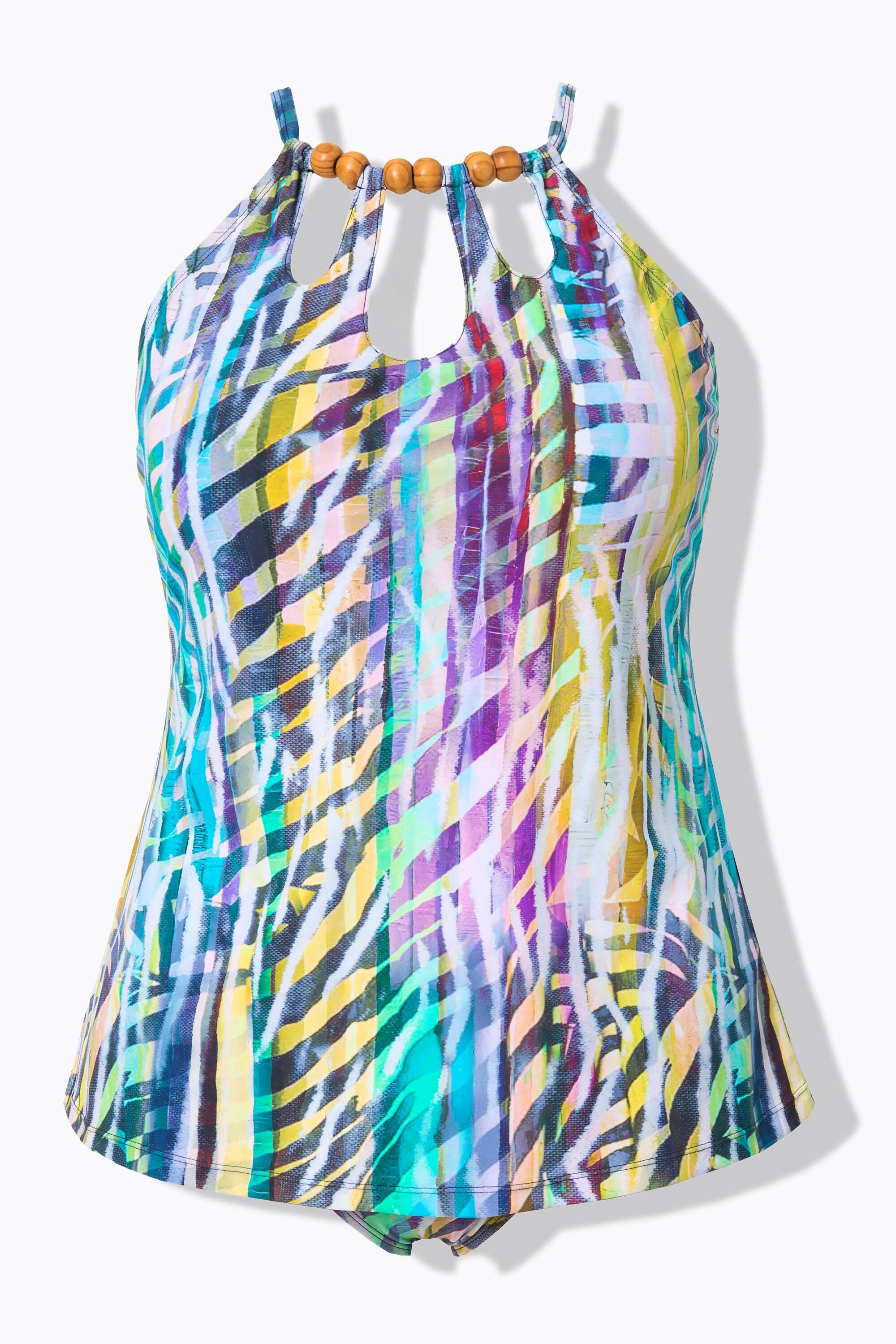 Ulla Popken Tankini Rayures Animales Bonnets Souples Découpes  