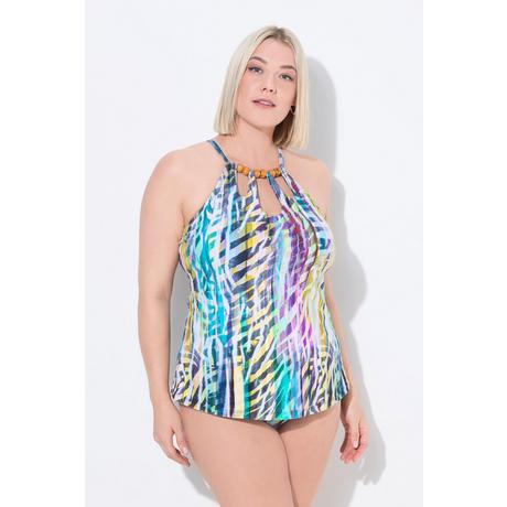 Ulla Popken Tankini Rayures Animales Bonnets Souples Découpes  