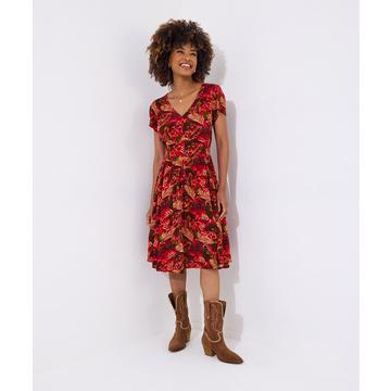 Robe Tropicale Taille Froncée