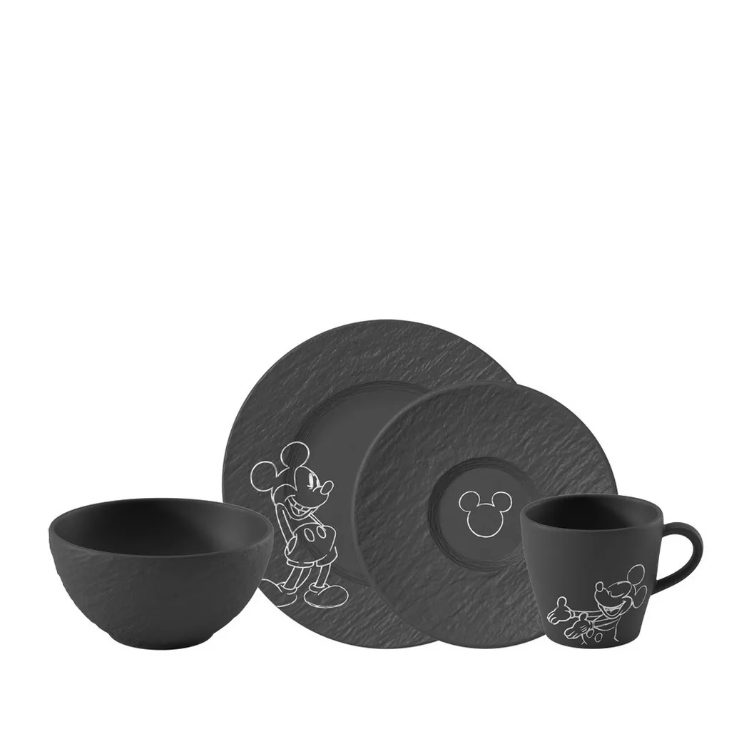 Manufacture Rock Mickey Mouse Frühstücksset, schwarz, 4-teilig