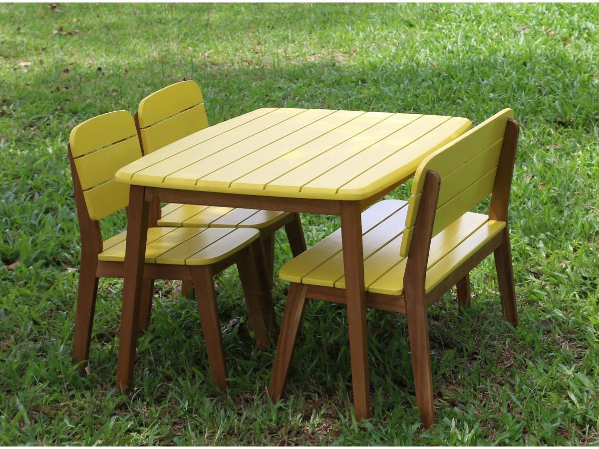 Vente-unique Table de jardin pour enfant en acacia jaune L.80 cm - GOZO de MYLIA  