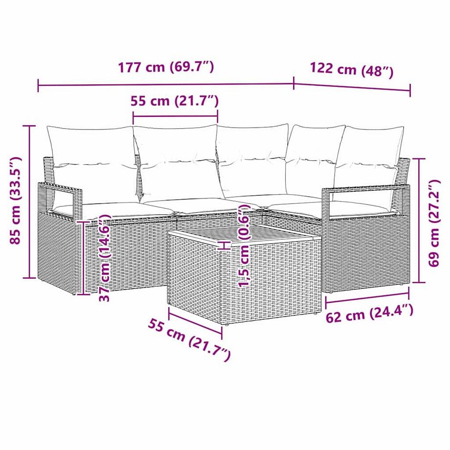 VidaXL Set Divano da Giardino Polyrattan  