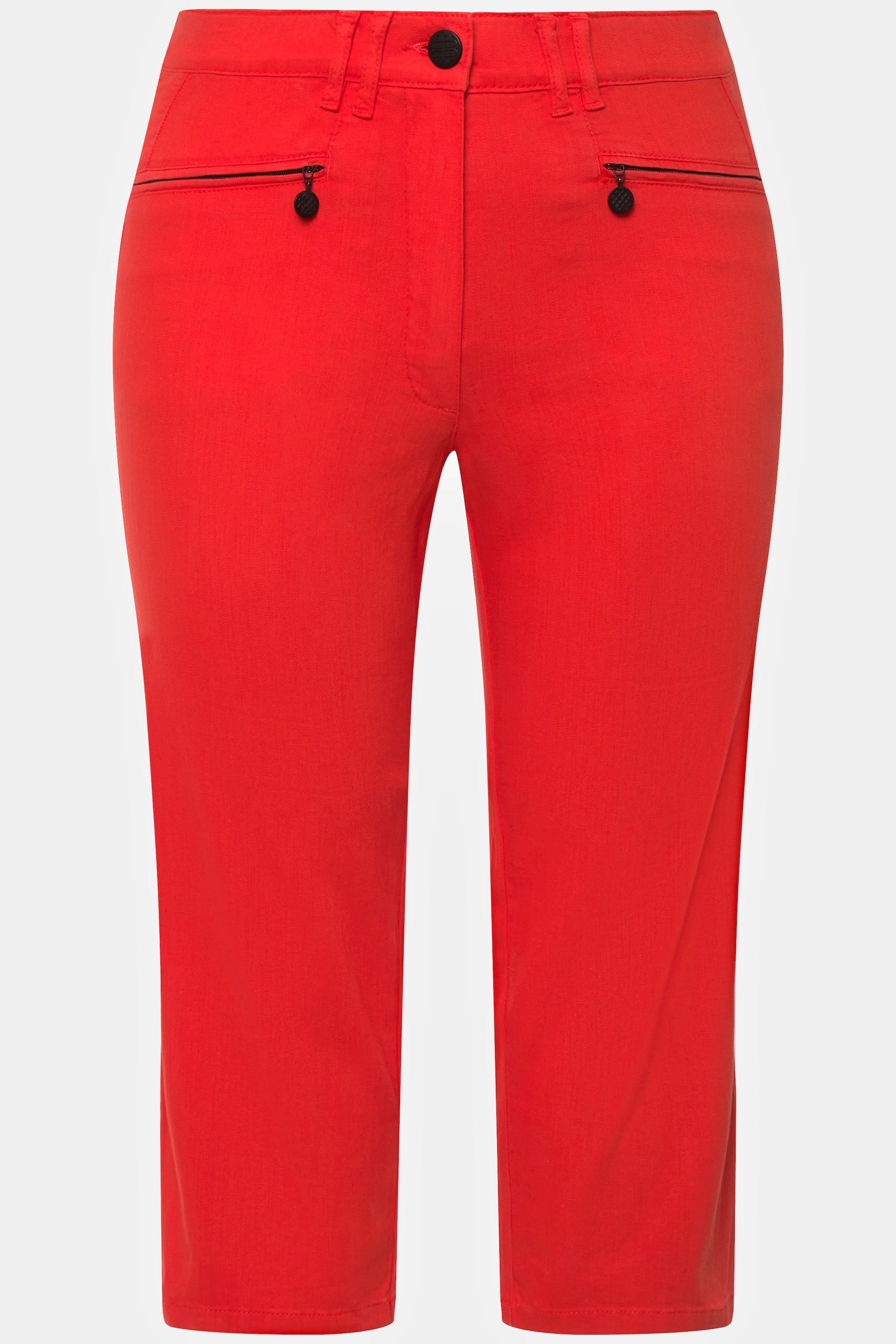 Ulla Popken  Pantalon Mony, longueur au mollet. Poches zippées et tissu stretch 