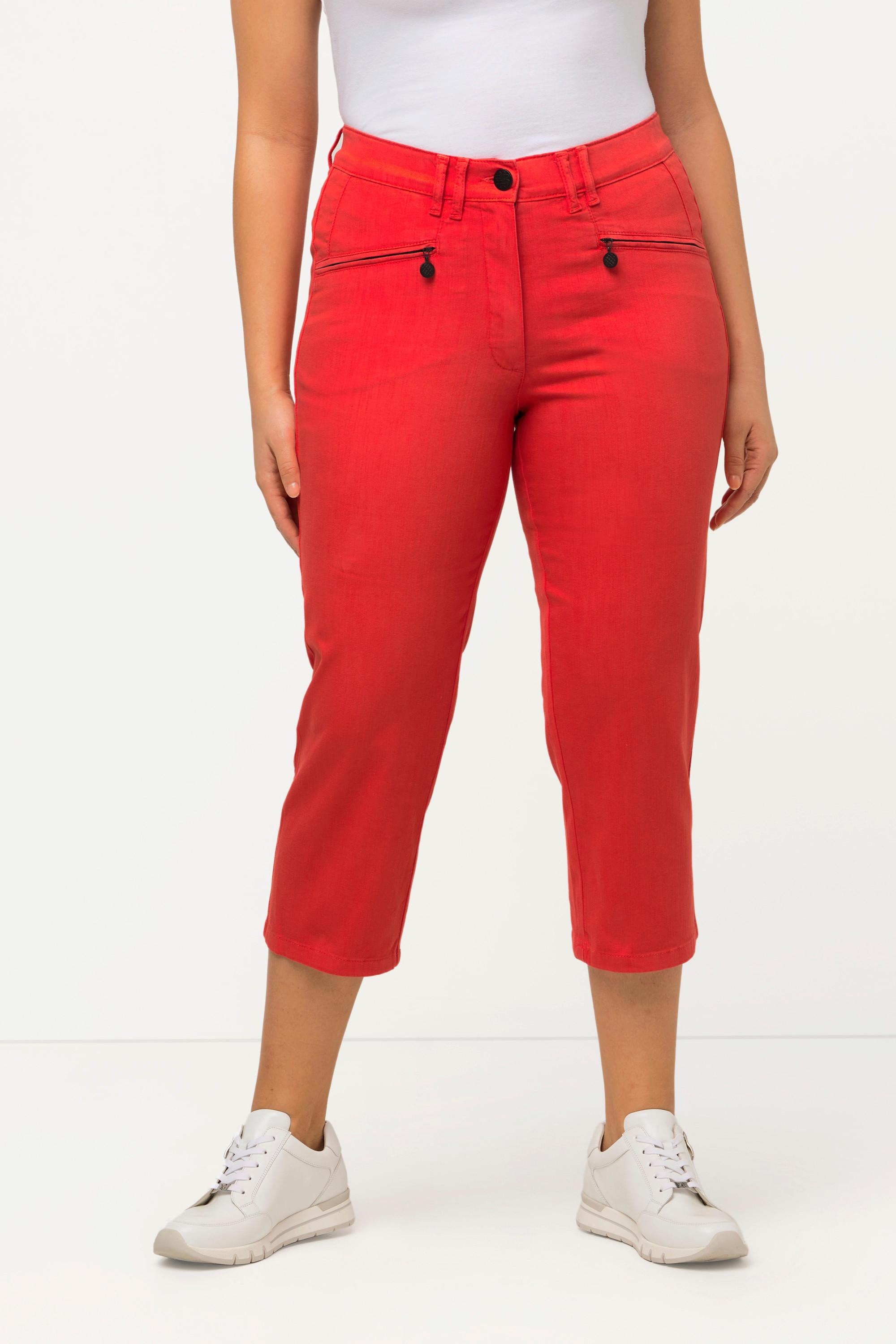 Ulla Popken  Pantalon Mony, longueur au mollet. Poches zippées et tissu stretch 