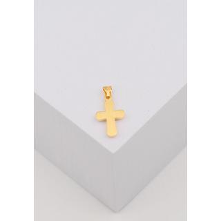 MUAU Schmuck  Anhänger Balken-Kreuz Gelbgold 750, 18x9mm 