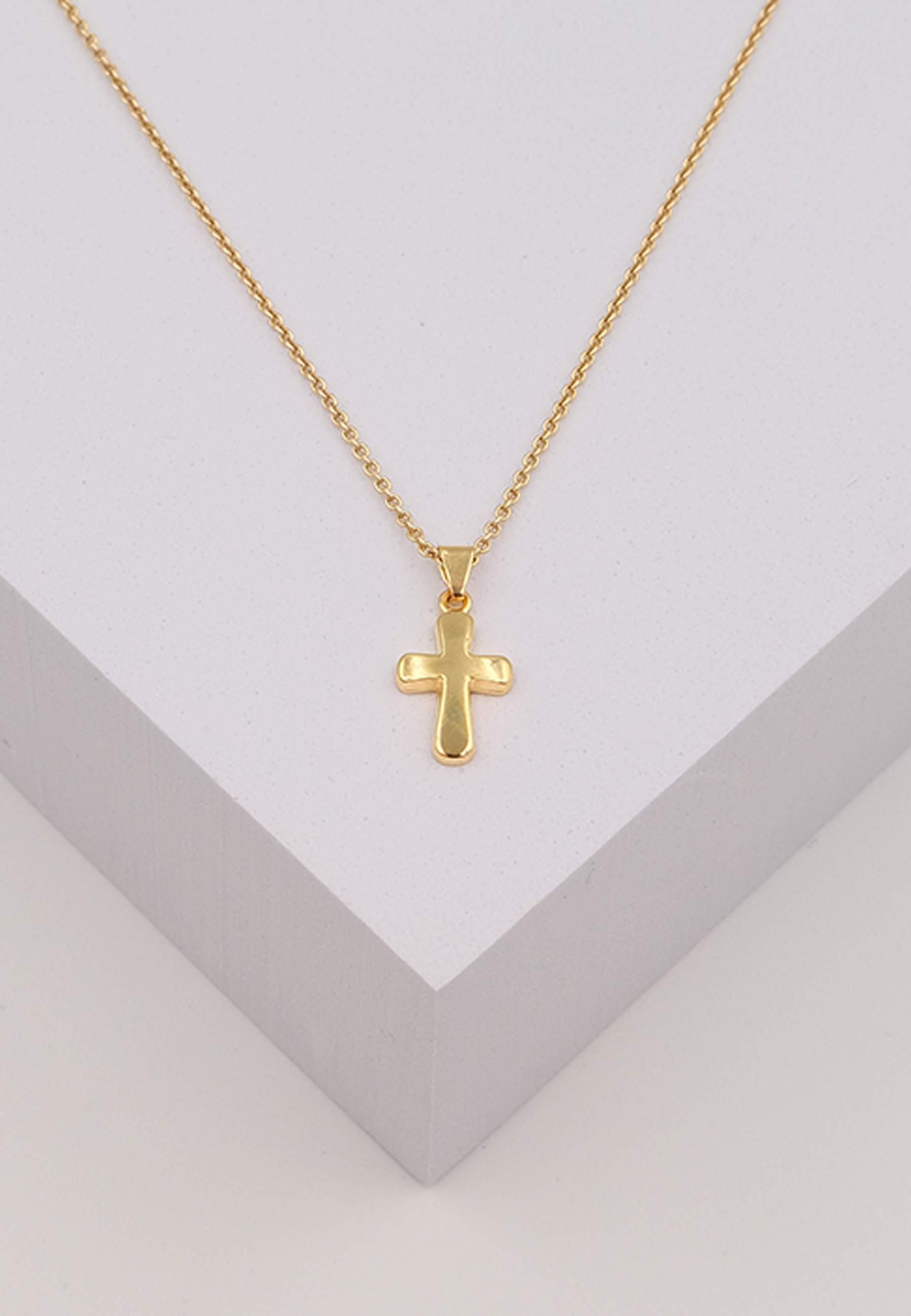 MUAU Schmuck  Anhänger Balken-Kreuz Gelbgold 750, 18x9mm 