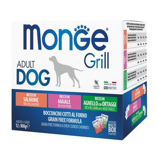 Monge  Grill Cane Salmone, Maiale, Agnello 12x100g 
