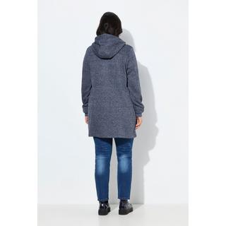 Ulla Popken Giacca in maglia e pile con cappuccio e cerniera a doppio cursore  