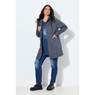 Ulla Popken Giacca in maglia e pile con cappuccio e cerniera a doppio cursore  