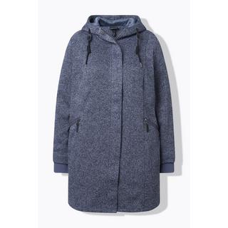 Ulla Popken Giacca in maglia e pile con cappuccio e cerniera a doppio cursore  