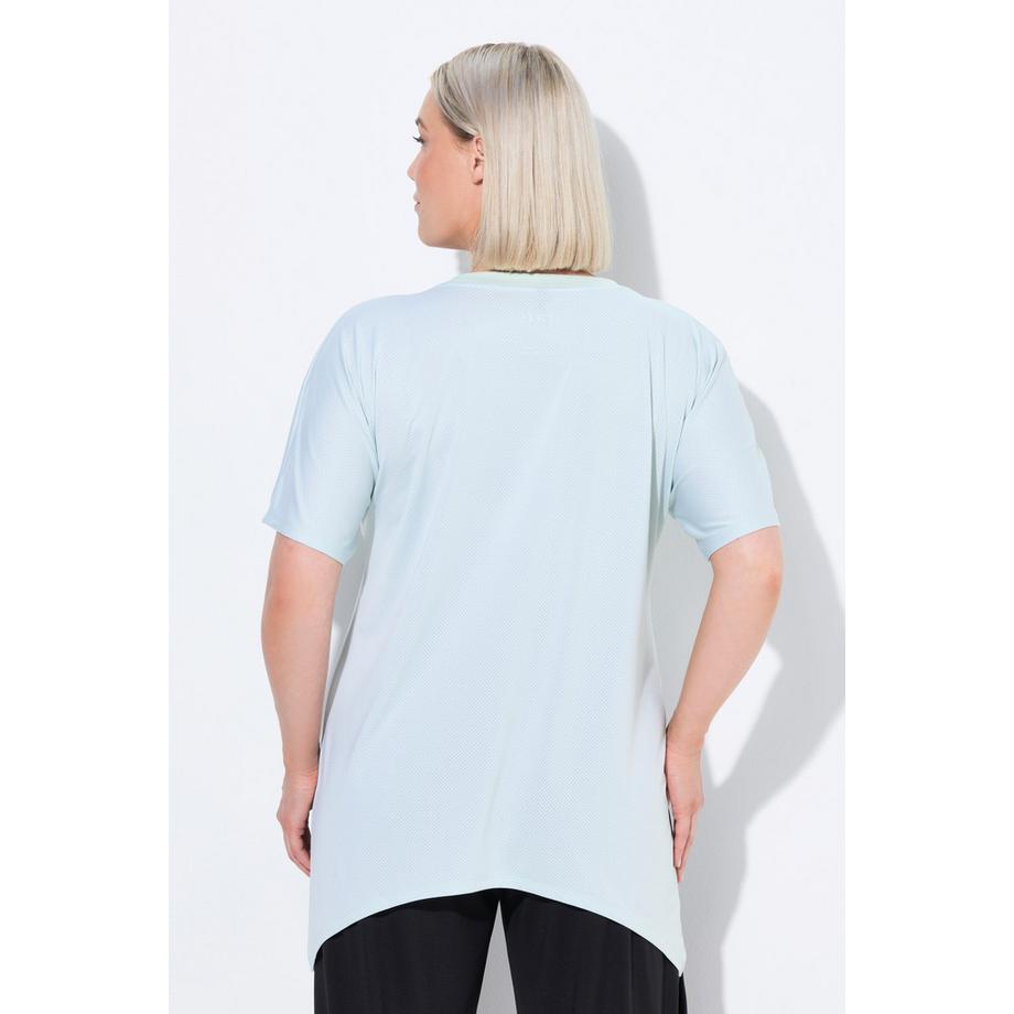 Ulla Popken T-shirt technique Col rond Manches courtes chauve-souris Base en pointe  