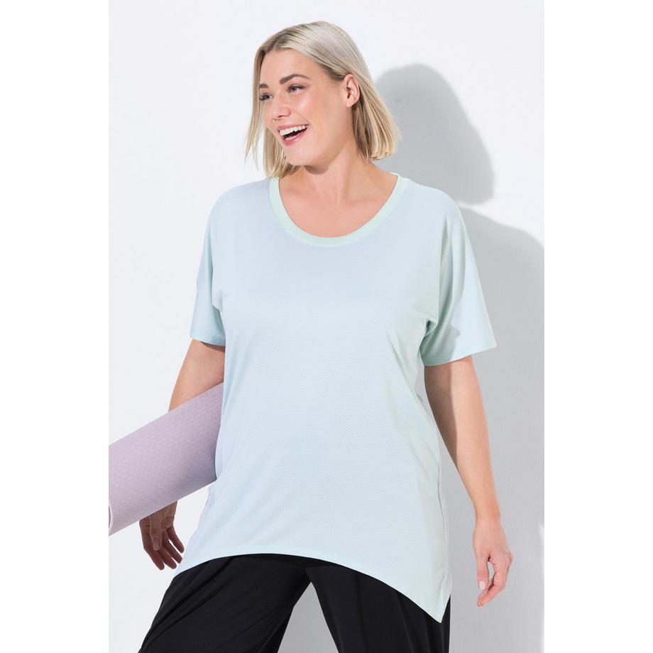 Ulla Popken T-shirt technique Col rond Manches courtes chauve-souris Base en pointe  