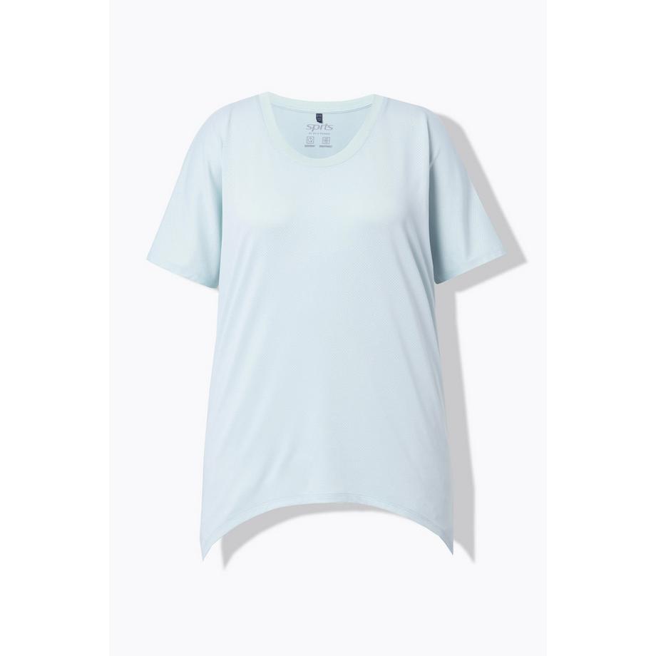 Ulla Popken T-shirt technique Col rond Manches courtes chauve-souris Base en pointe  