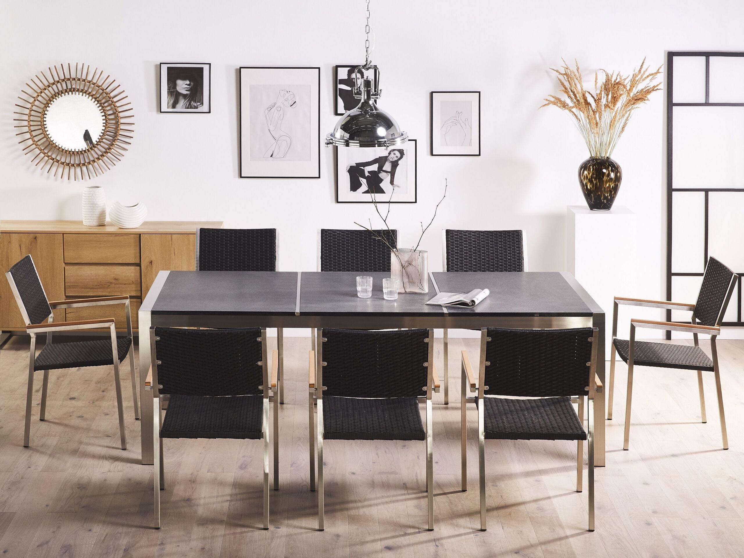 Beliani Ensemble de salle à manger de jardin pour 8 personnes en Granit Industriel GROSSETO  