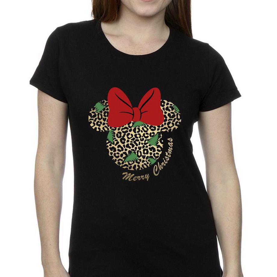 Disney Minnie Mouse Leopard Print Christmas T-Shirt  