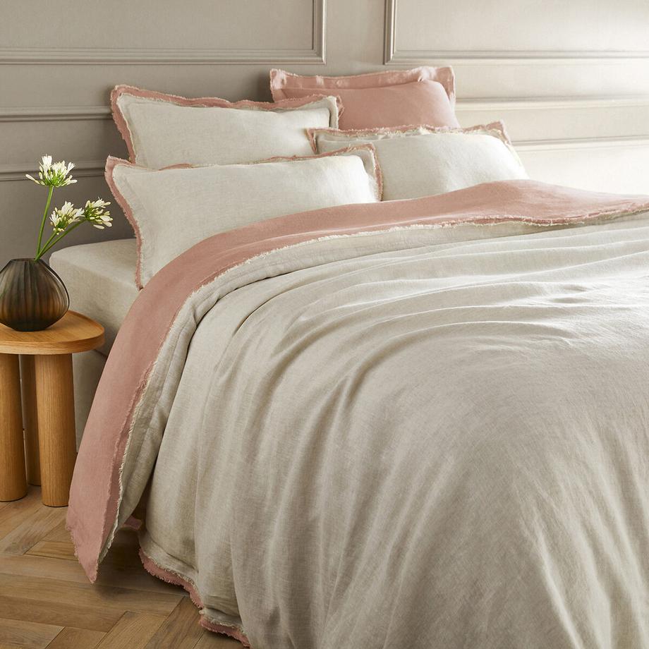 Bettdeckenbezug aus gewaschenem Leinen mit doppelten Fransen Alhanasia