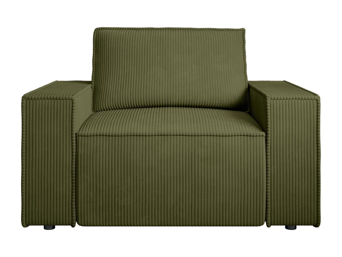 PASCAL MORABITO Fauteuil en velours côtelé vert olive AMELIA  