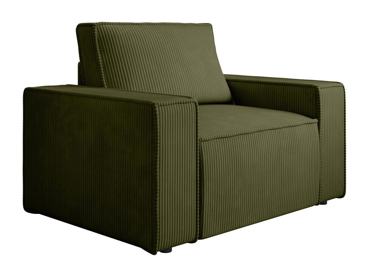 PASCAL MORABITO Fauteuil en velours côtelé vert olive AMELIA  