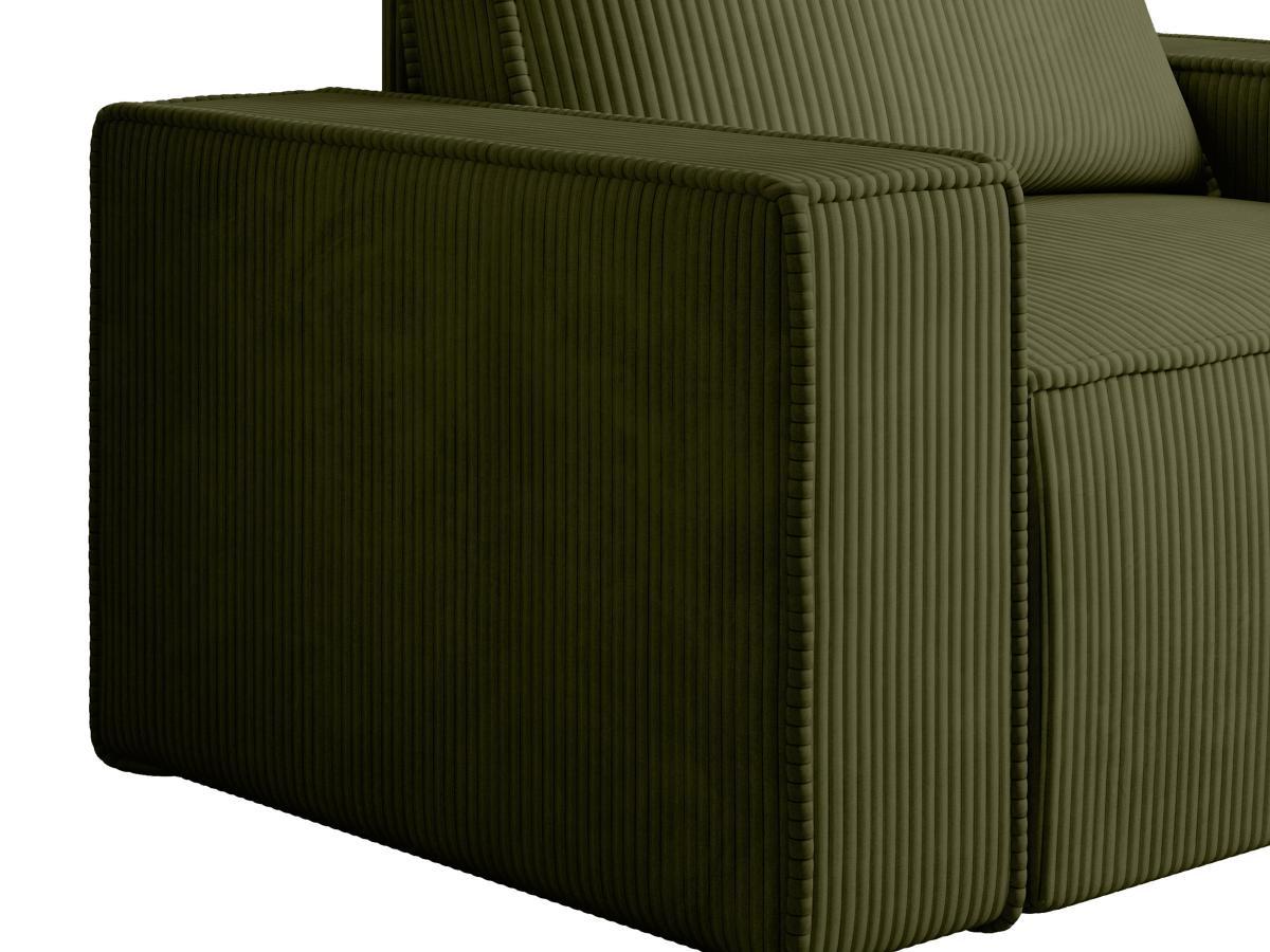 PASCAL MORABITO Fauteuil en velours côtelé vert olive AMELIA  