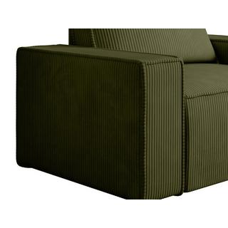 PASCAL MORABITO Fauteuil en velours côtelé vert olive AMELIA  