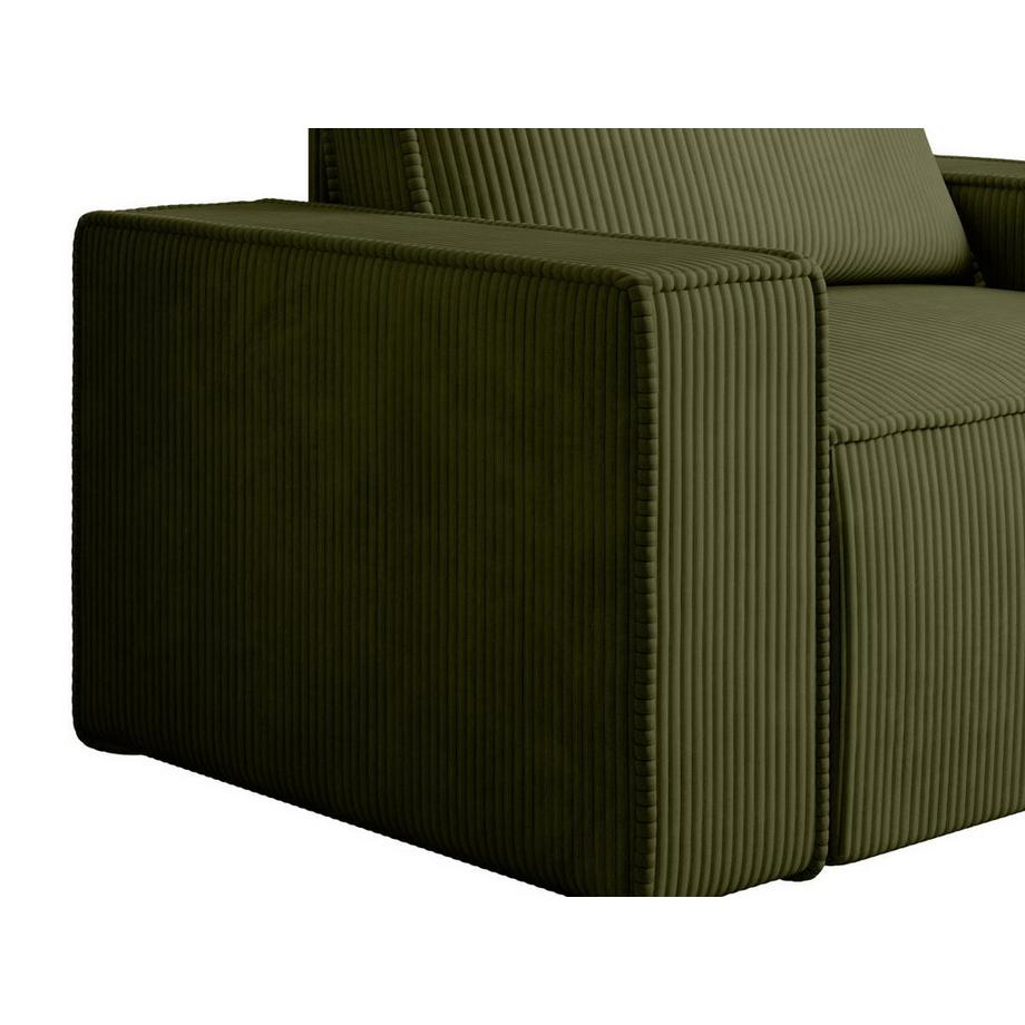 PASCAL MORABITO Fauteuil en velours côtelé vert olive AMELIA  