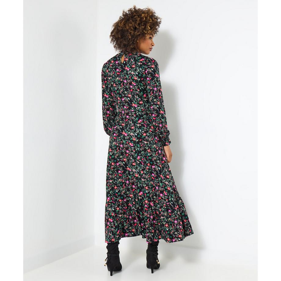 Joe Browns Abito Midi in Jersey Collo Alto Balze Stampa Floreale Invernale  