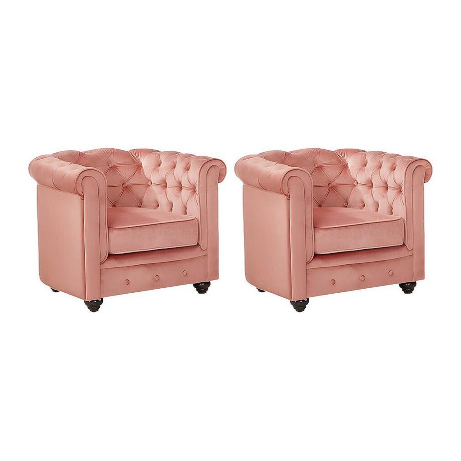 Vente-unique Sessel 2erSet CHESTERFIELD Samt Rosa  