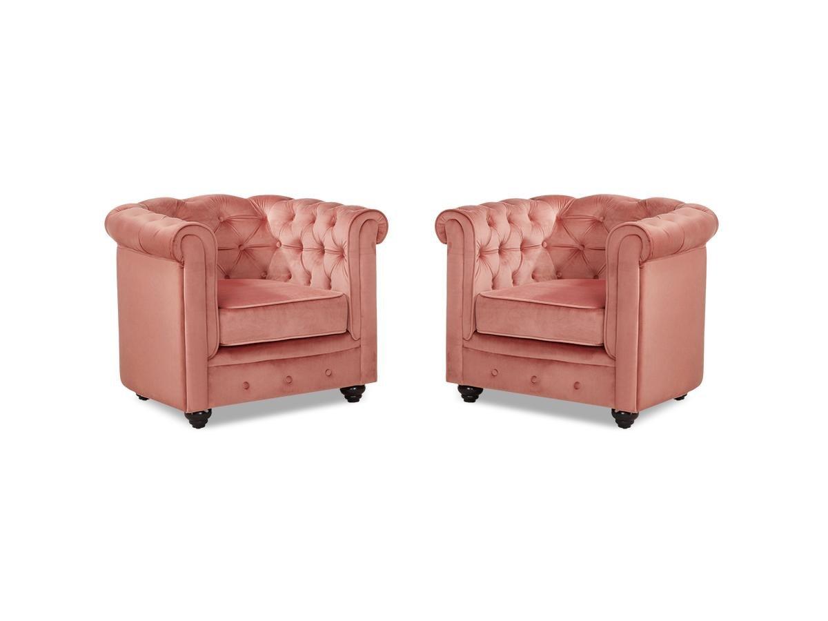 Vente-unique Sessel 2erSet CHESTERFIELD Samt Rosa  