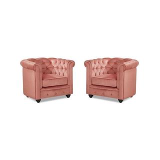 Vente-unique Sessel 2erSet CHESTERFIELD Samt Rosa  