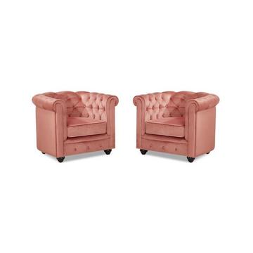 Sessel 2erSet CHESTERFIELD Samt Rosa