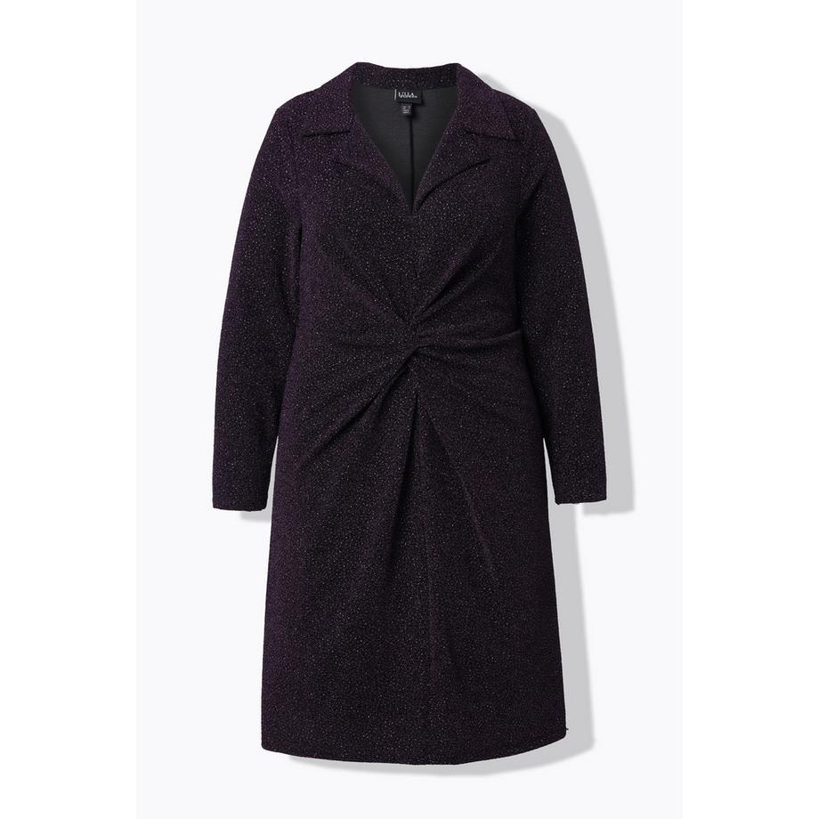 Ulla Popken Robe en jersey Effet pailleté Col à revers Manches longues  