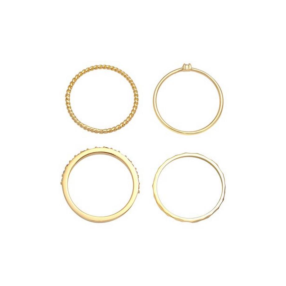 Elli  Ring Kristalle Stapelring Gedreht 4Er Set 