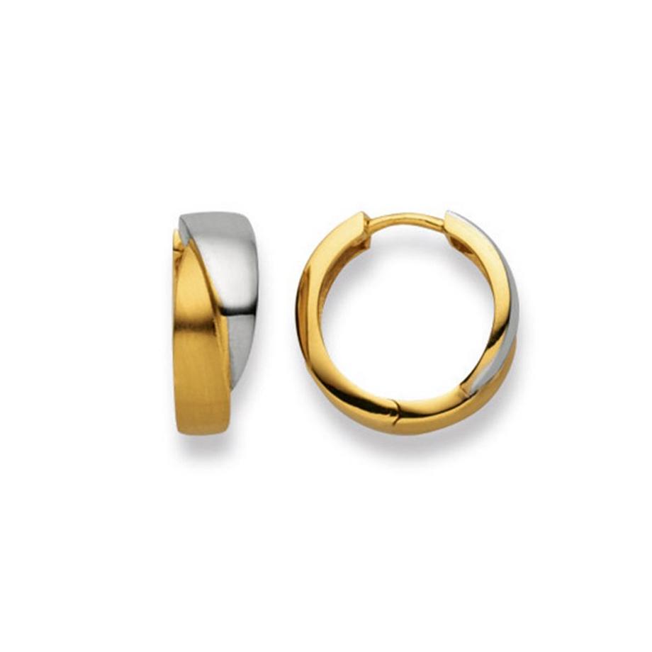 Scharnier-Creolen Bicolor Gelb-/Weissgold 750, 16mm