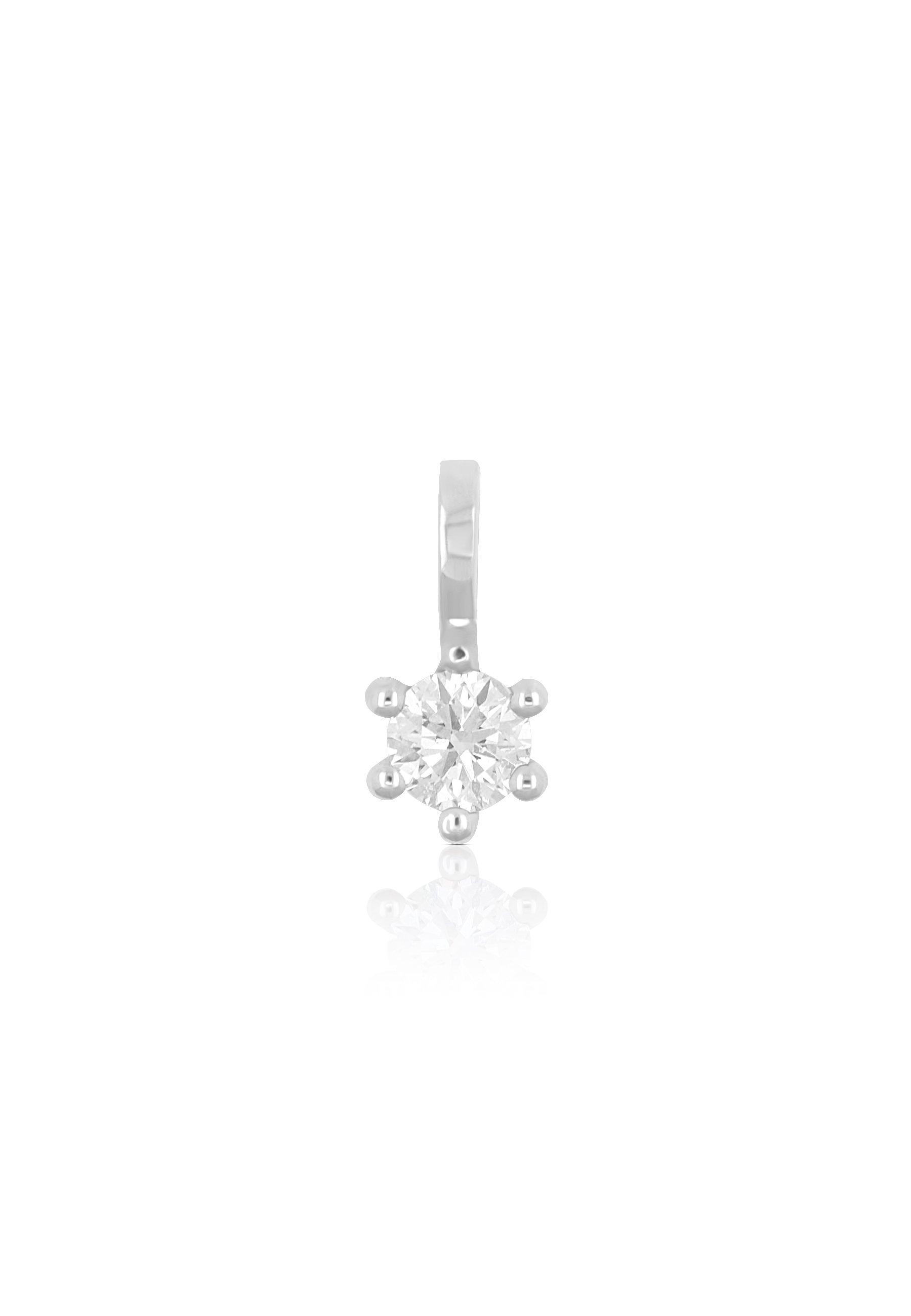 MUAU Schmuck  Pendentif solitaire 6 poignées en or blanc 750 diamant 0,15ct. 8x6mm 