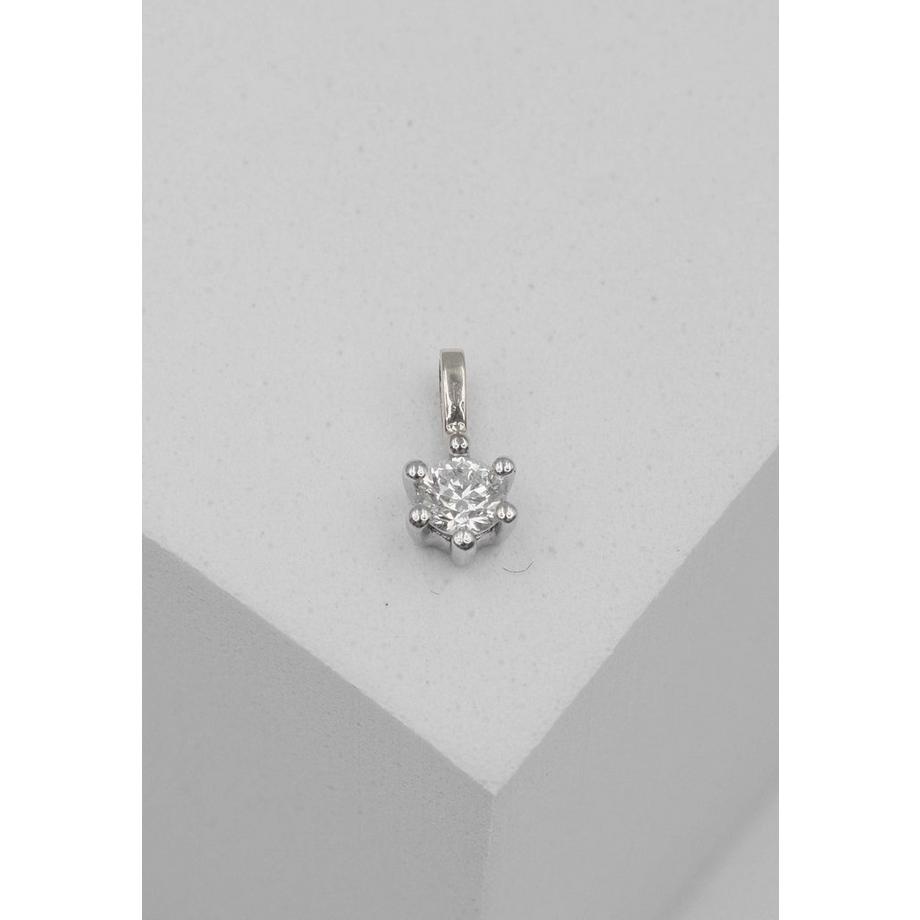 MUAU Schmuck  Solitär Anhänger 6-Griff-Fassung Weissgold 750 Diamant 0.15ct. 8x6mm 