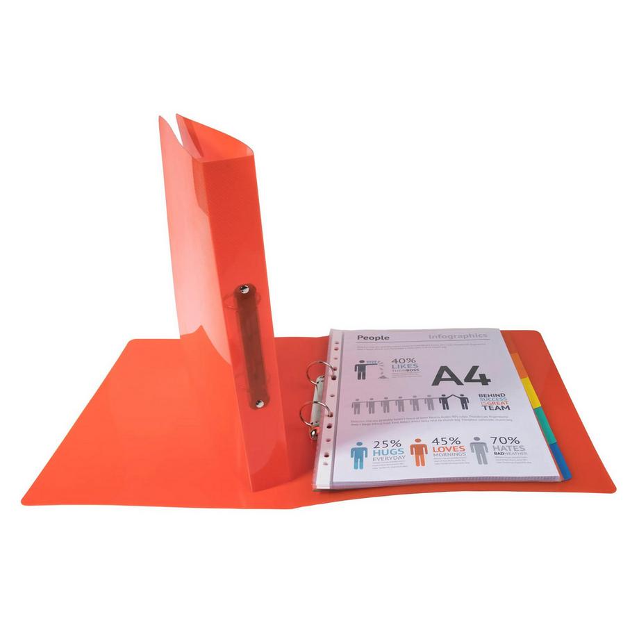 Exacompta Raccoglitore polipropilene rigato Crystal Colours - 2 anelli 30mm - A4 maxi - x 20  