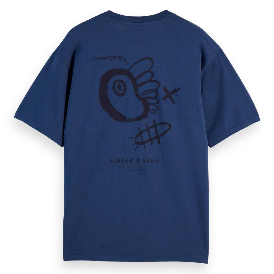 Scotch & Soda T-Shirt Regular Fit Artwork Avant et Arrière  
