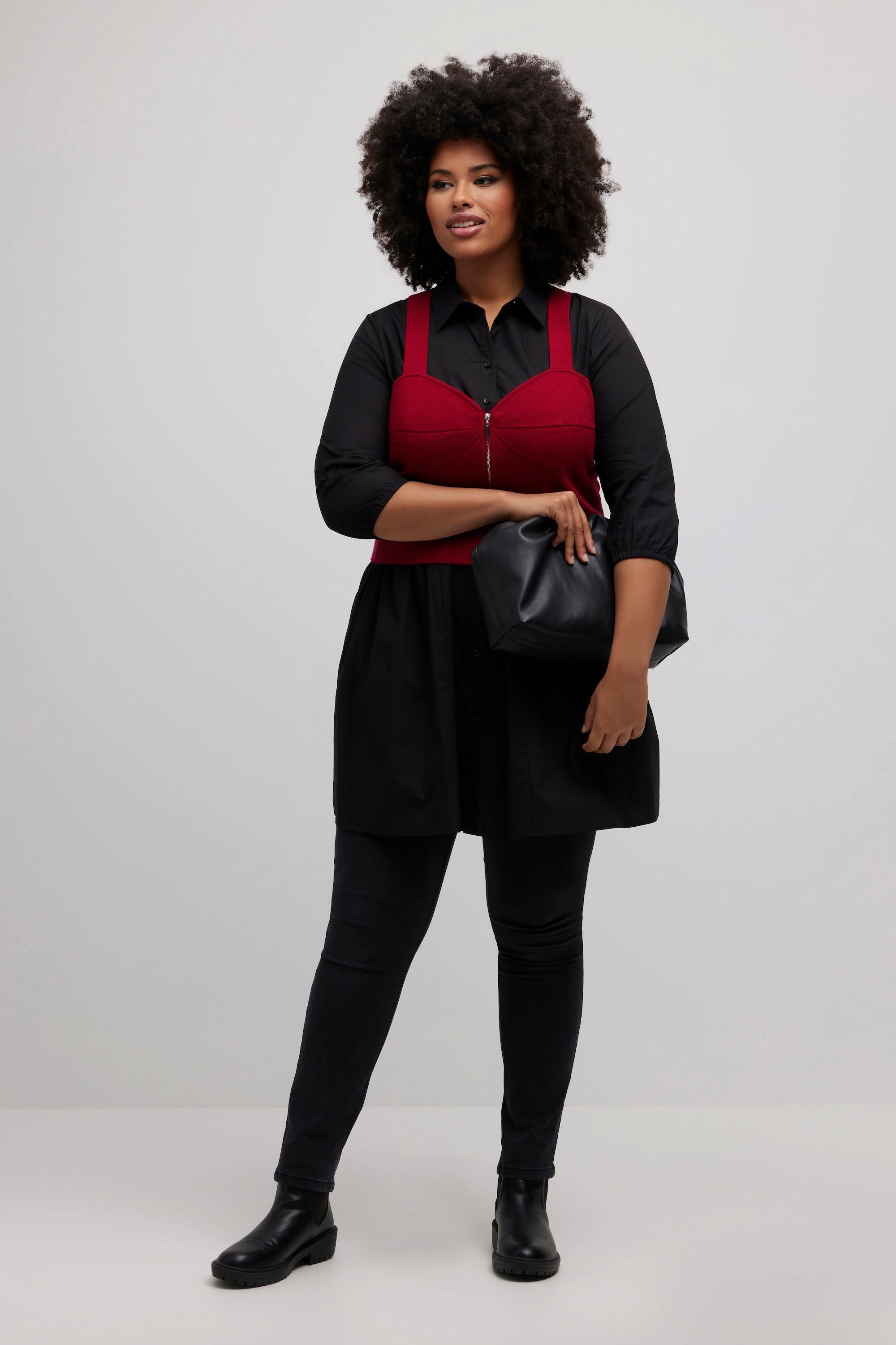 Ulla Popken Slim Feinstrick ärmelloses Bra-Top mit Reissverschluss  