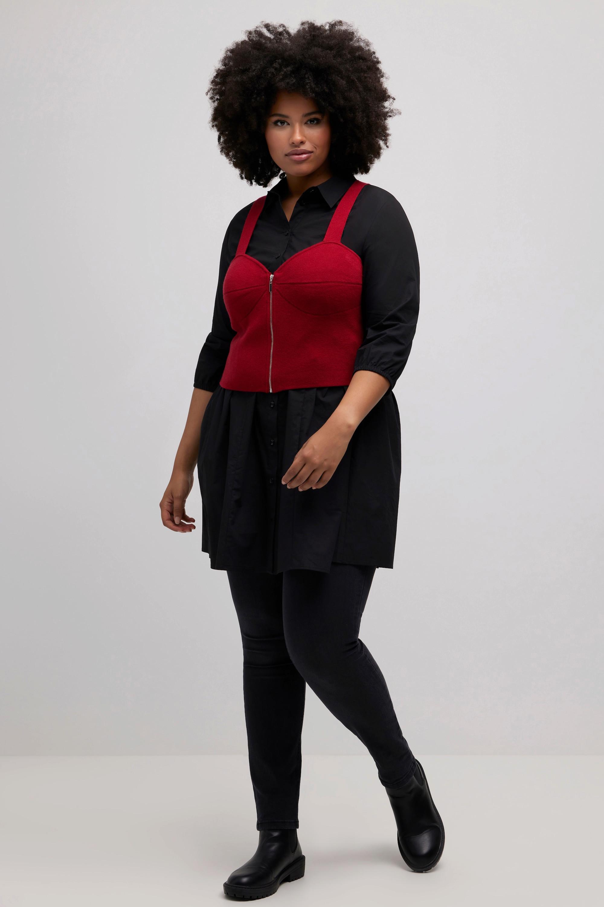 Ulla Popken Slim Feinstrick ärmelloses Bra-Top mit Reissverschluss  