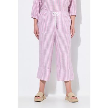Culottes modello Rose in misto lino con righe, taglio della gamba ampio e cintura elastica