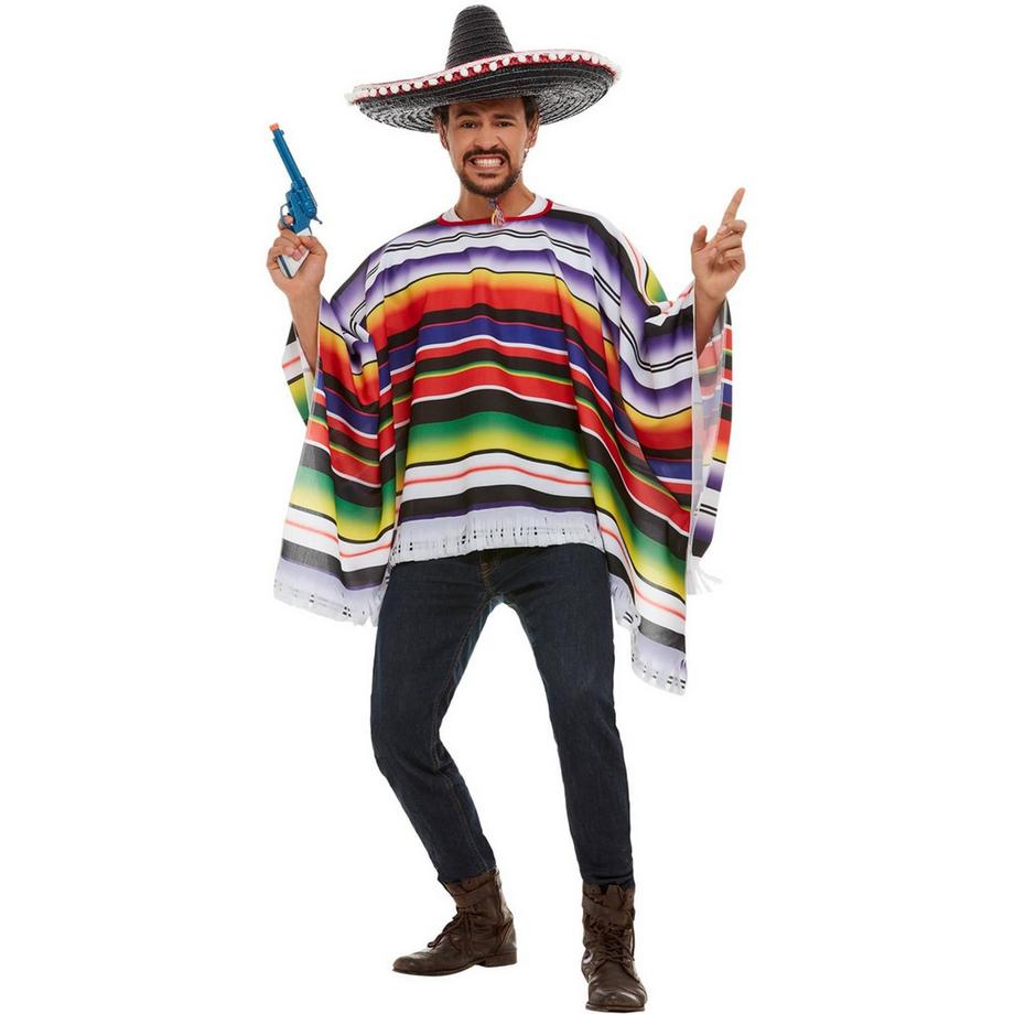 smiffys Poncho Rayé Manches Chauve-Souris  