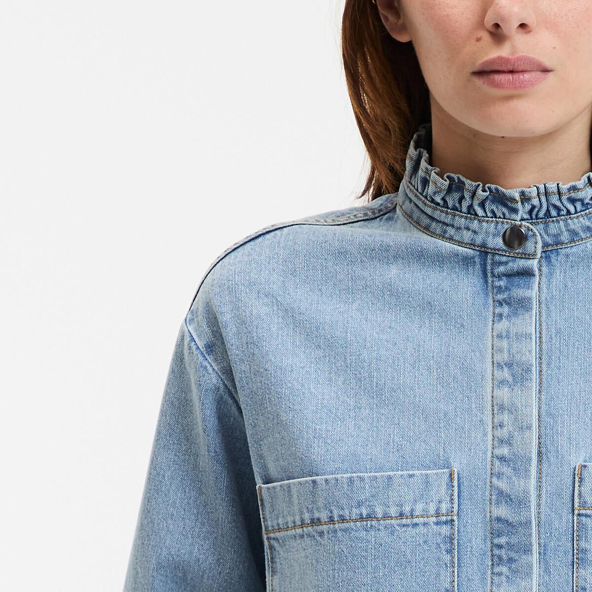 La Redoute Collections Robe droite en jean manches longues  