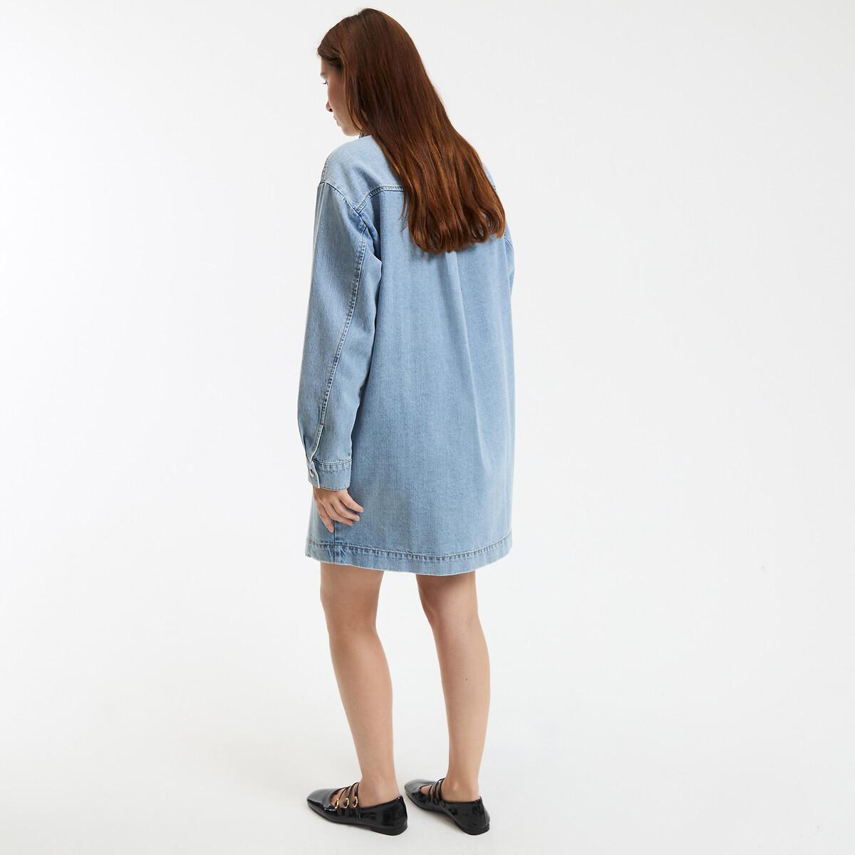 La Redoute Collections Robe droite en jean manches longues  